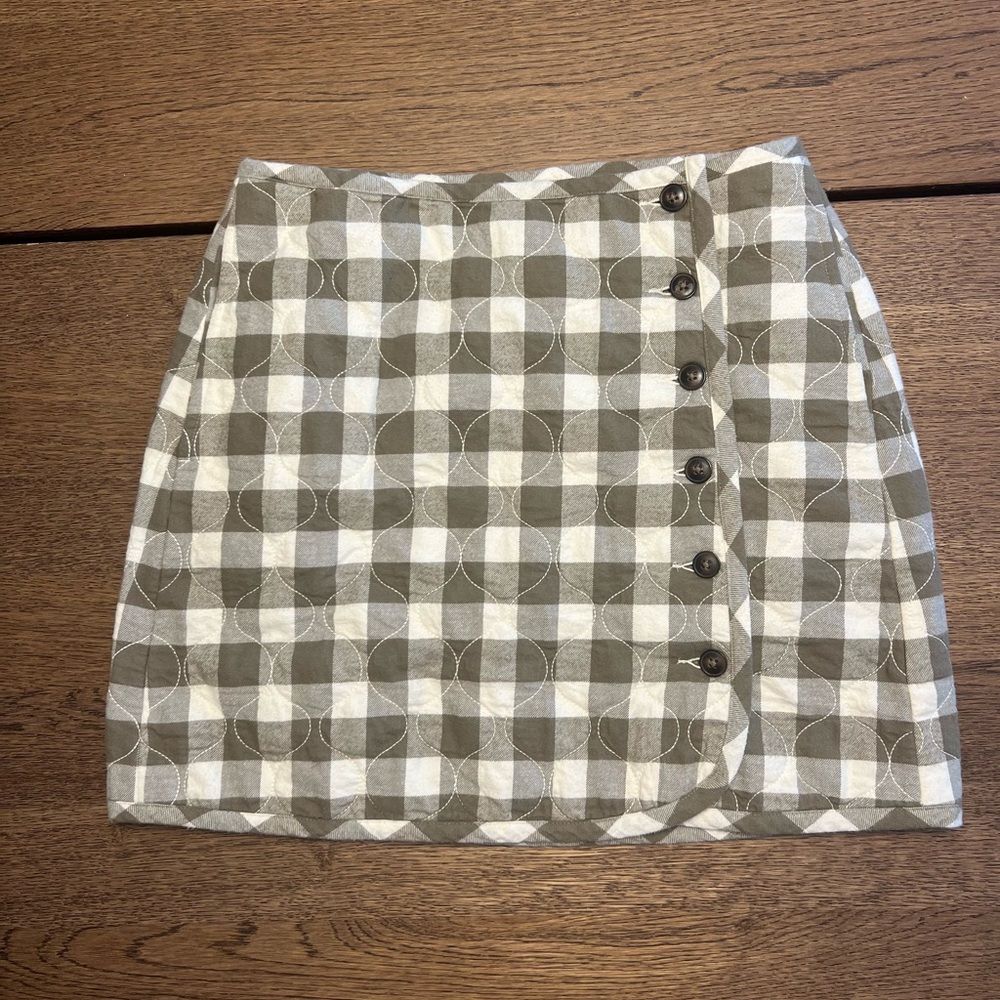 Madewell Checkered Button-Accent Mini Skirt